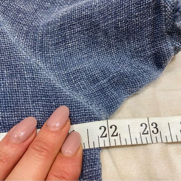 Ladies Venti6 Linen Blend Blue V Neck Raw Hem Blouse Size Medium - Picture 12 of 12